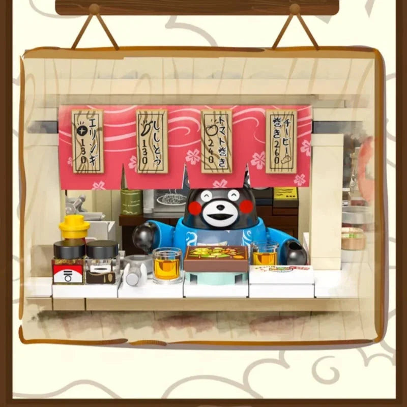 Japanese Kumamoto Bear Restaurant Micro Building Set