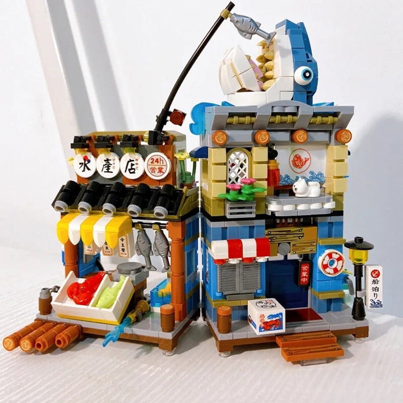 Japanese Ramen Bar Seafood Store Micro Building Sets
