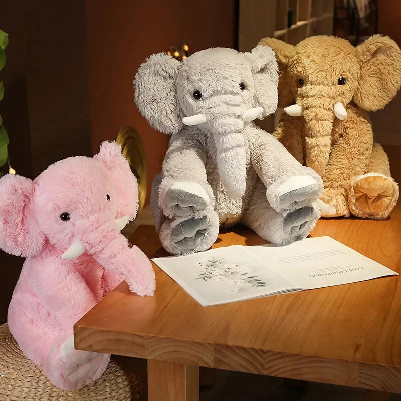 Kawaii Fluffy Elephant Plush Family