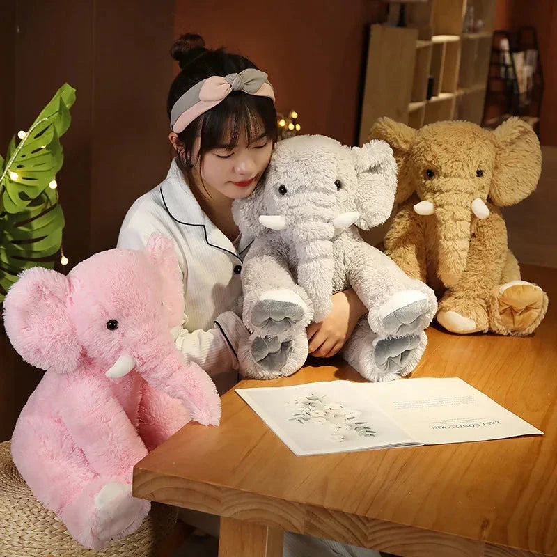 Kawaii Fluffy Elephant Plush Family