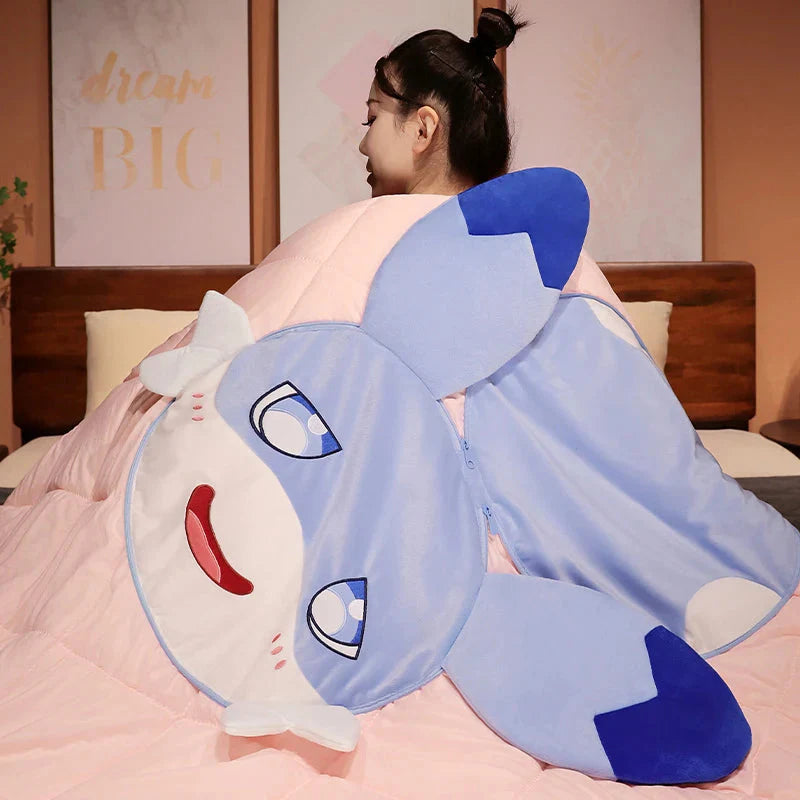 Kawaii Sofi Blue Dragon Pillow Blanket Plushie Combo