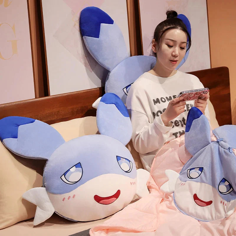 Kawaii Sofi Blue Dragon Pillow Blanket Plushie Combo
