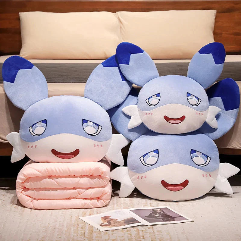 Kawaii Sofi Blue Dragon Pillow Blanket Plushie Combo