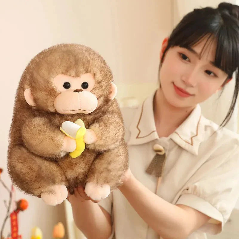 Kawaii Yellow Brown Chunky Monkey With Banana Plushie