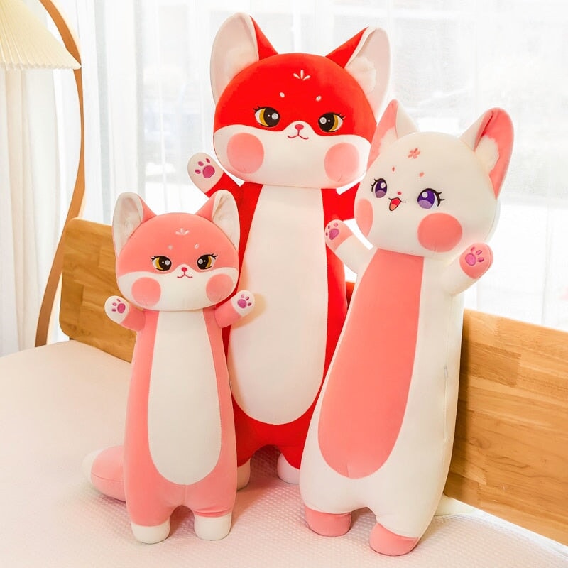 Long Cuddly Sakura Fox Family Plushie