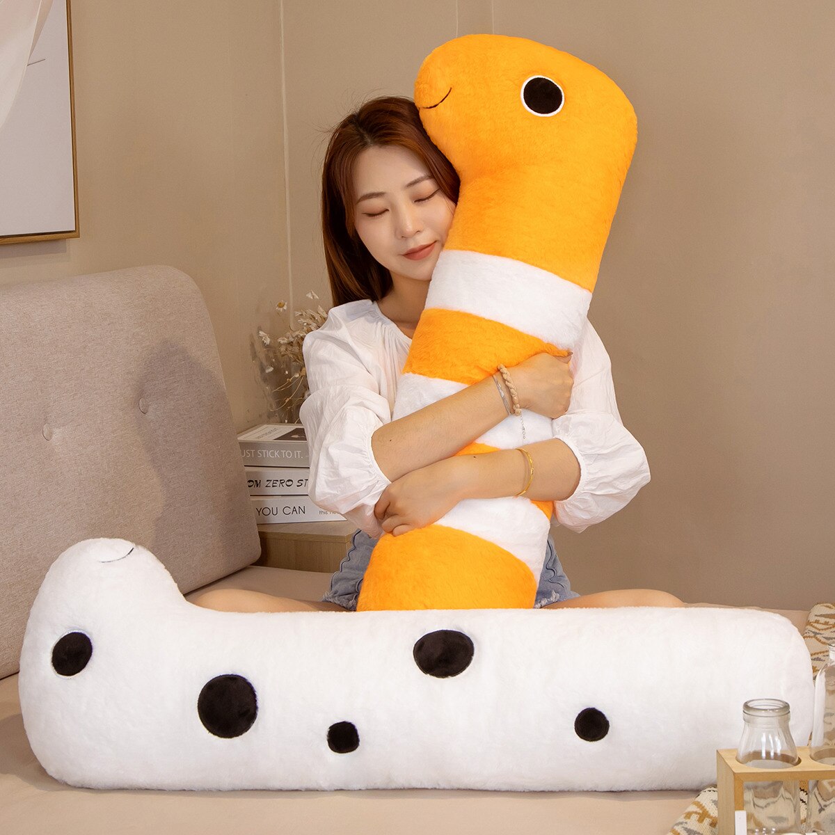 Long Ocean White Orange Eel Plushies