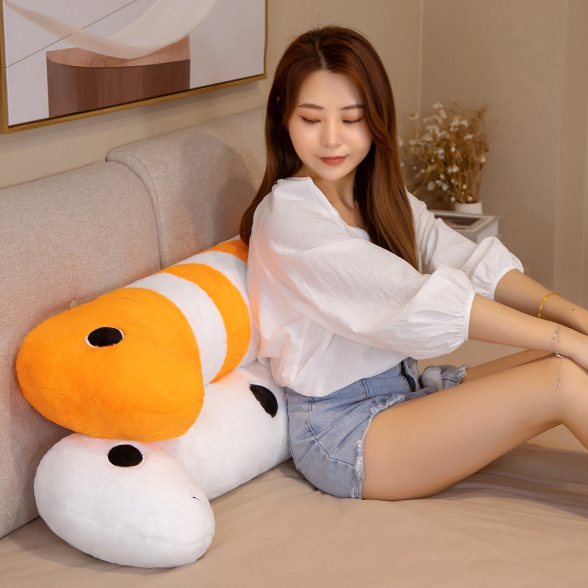 Long Ocean White Orange Eel Plushies