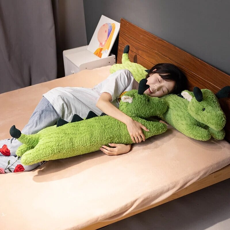 Long Snuggly Green White Dragon Plushies
