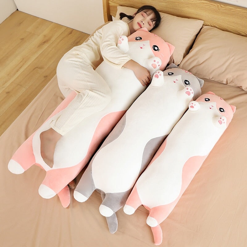 Long Snuggly Pink Gray Cat Plushies