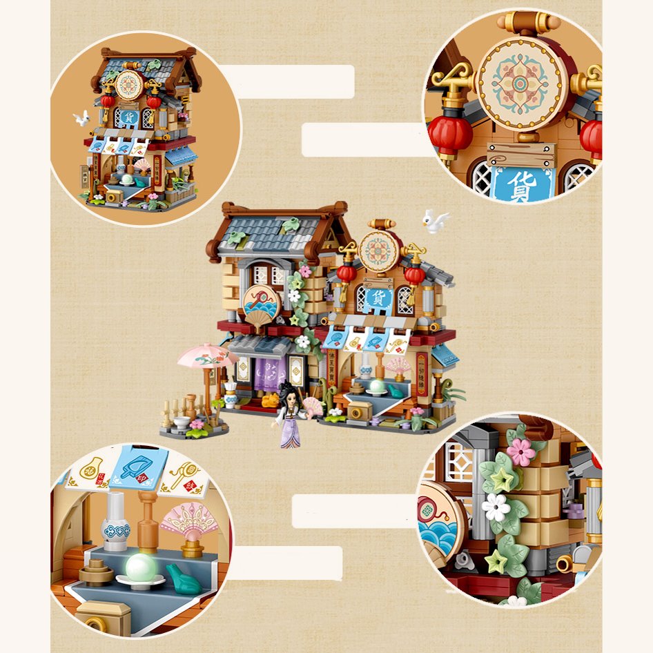 Merchant Store & Horse Stable Micro Building Sets Collection