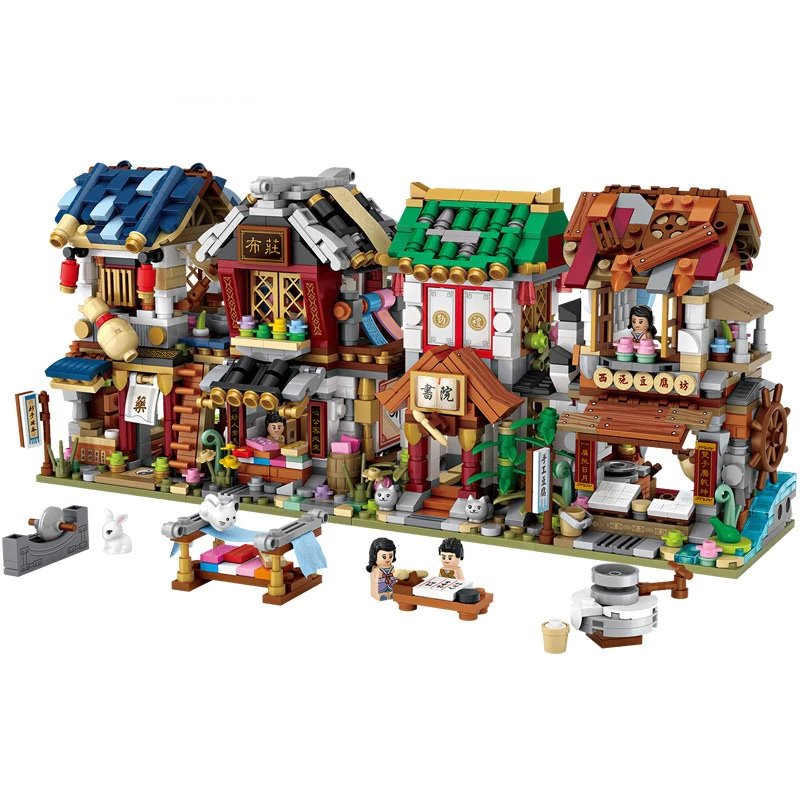 Micro Cute Little Nanzhuang Old Street Building Sets