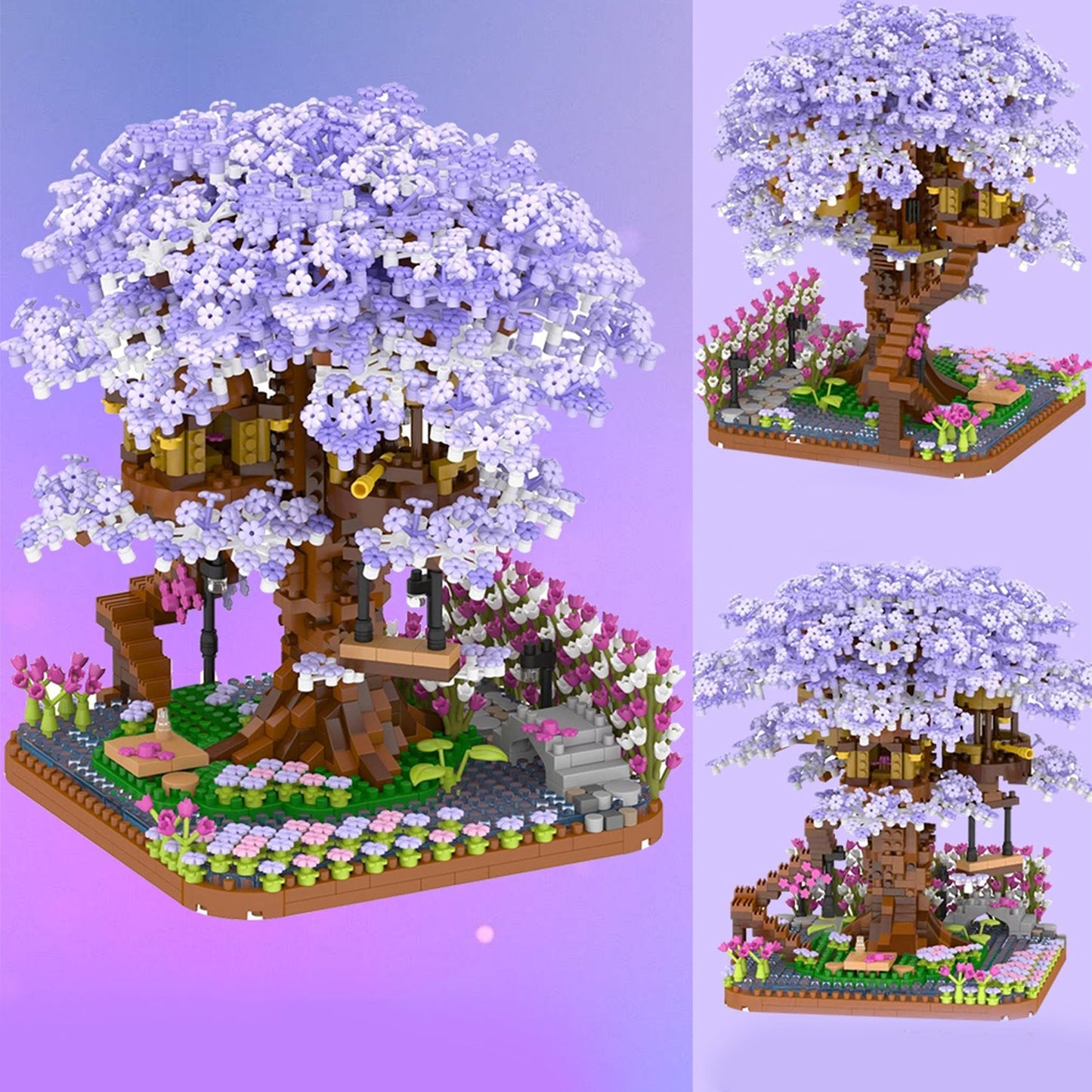 Purple Sakura Tree House Nano Building Set