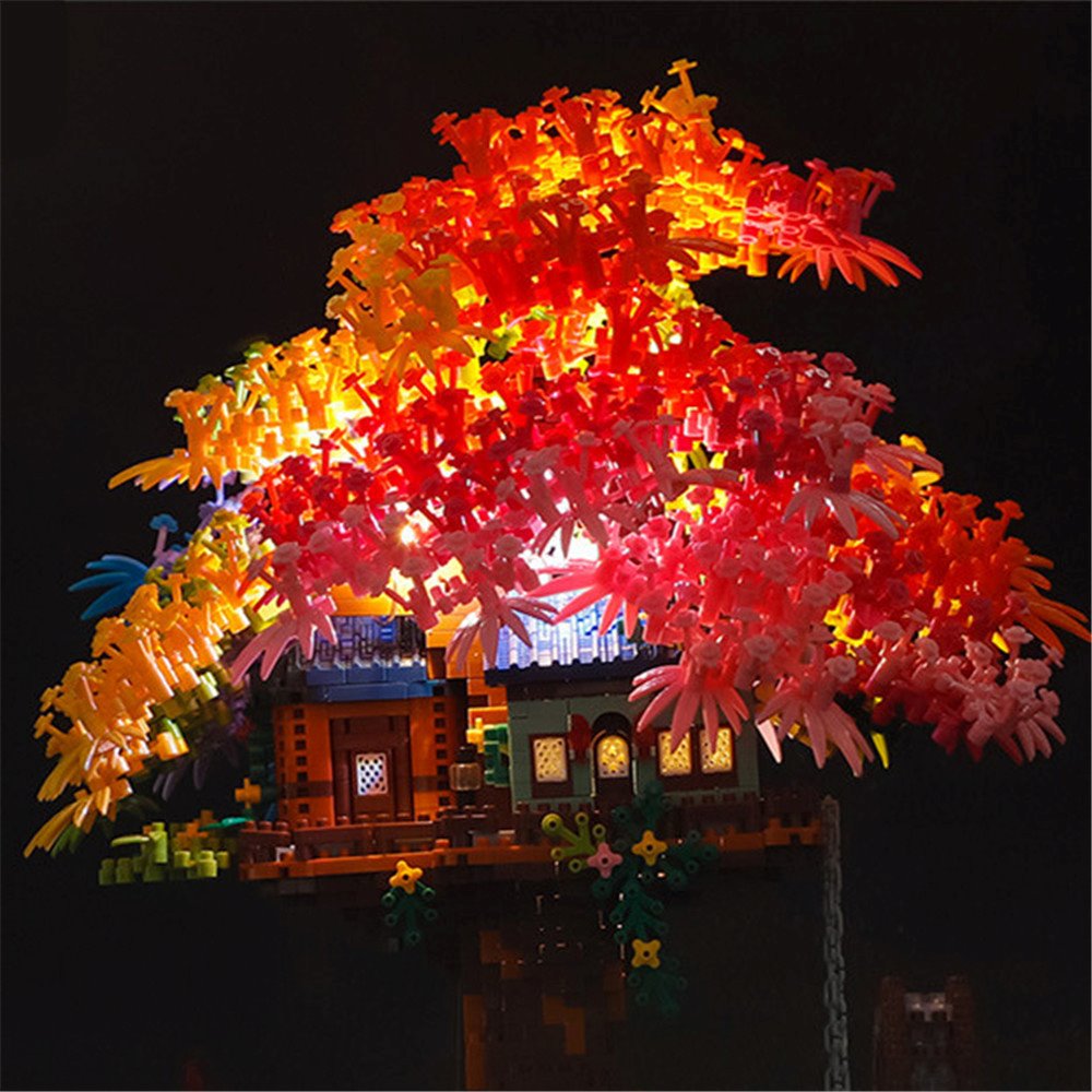 Rainbow Sakura Tree House Light Nano Building Blocks