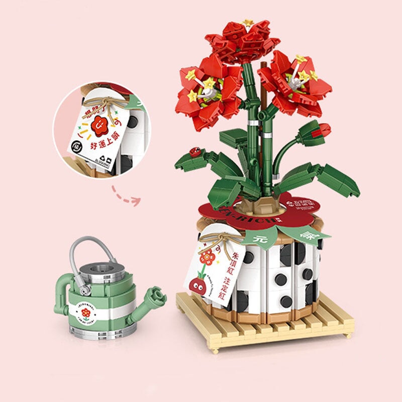 Strawberry Pot & Red Flower Micro Building Blocks