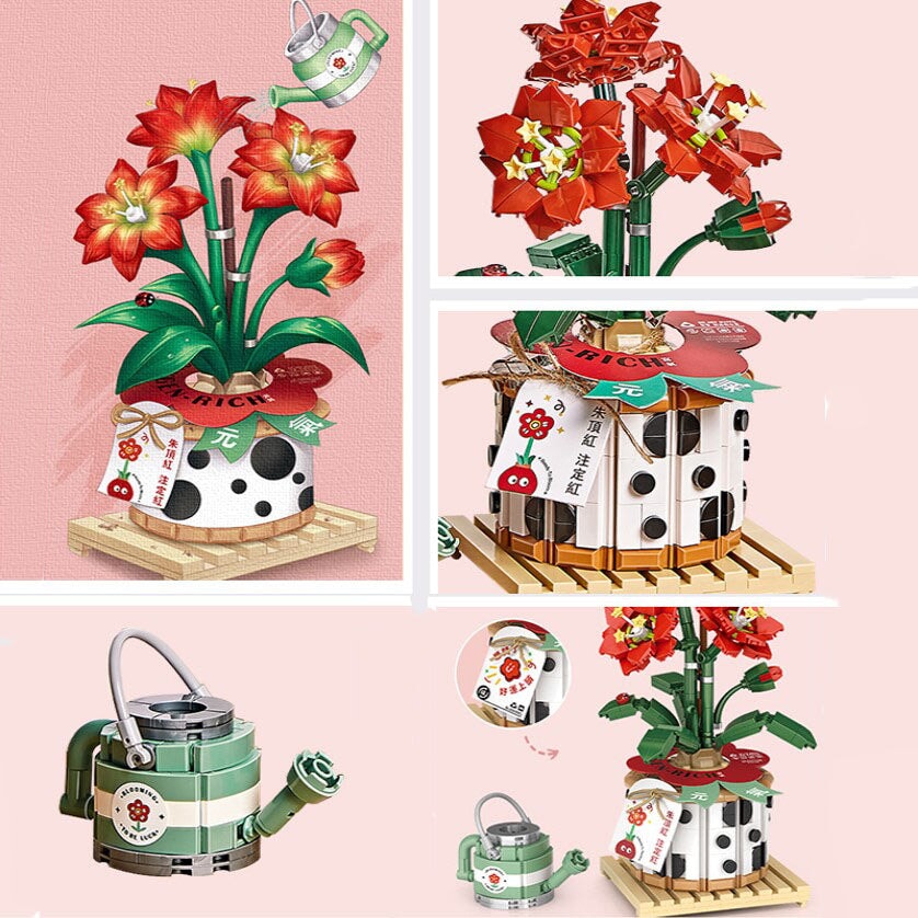 Strawberry Pot & Red Flower Micro Building Blocks