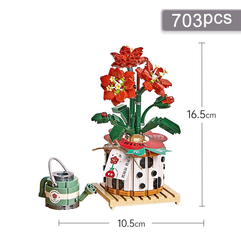 Strawberry Pot & Red Flower Micro Building Blocks