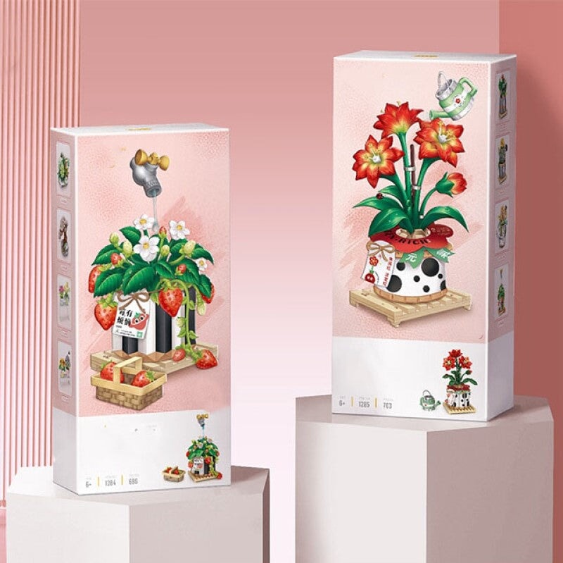 Strawberry Pot & Red Flower Micro Building Blocks