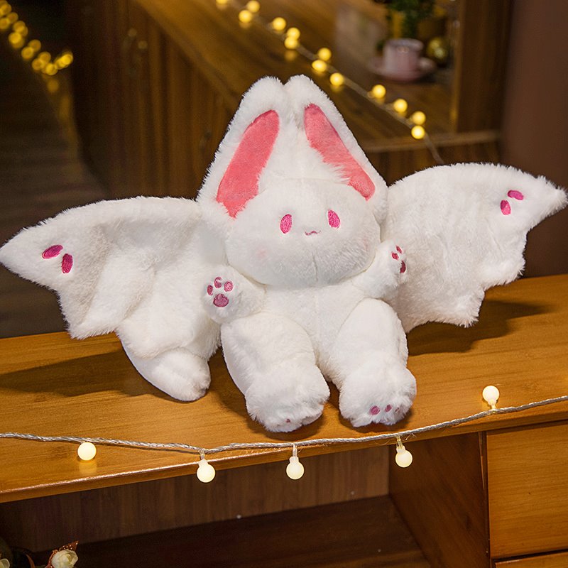 White Kawaii Fluffy Bat Plushie