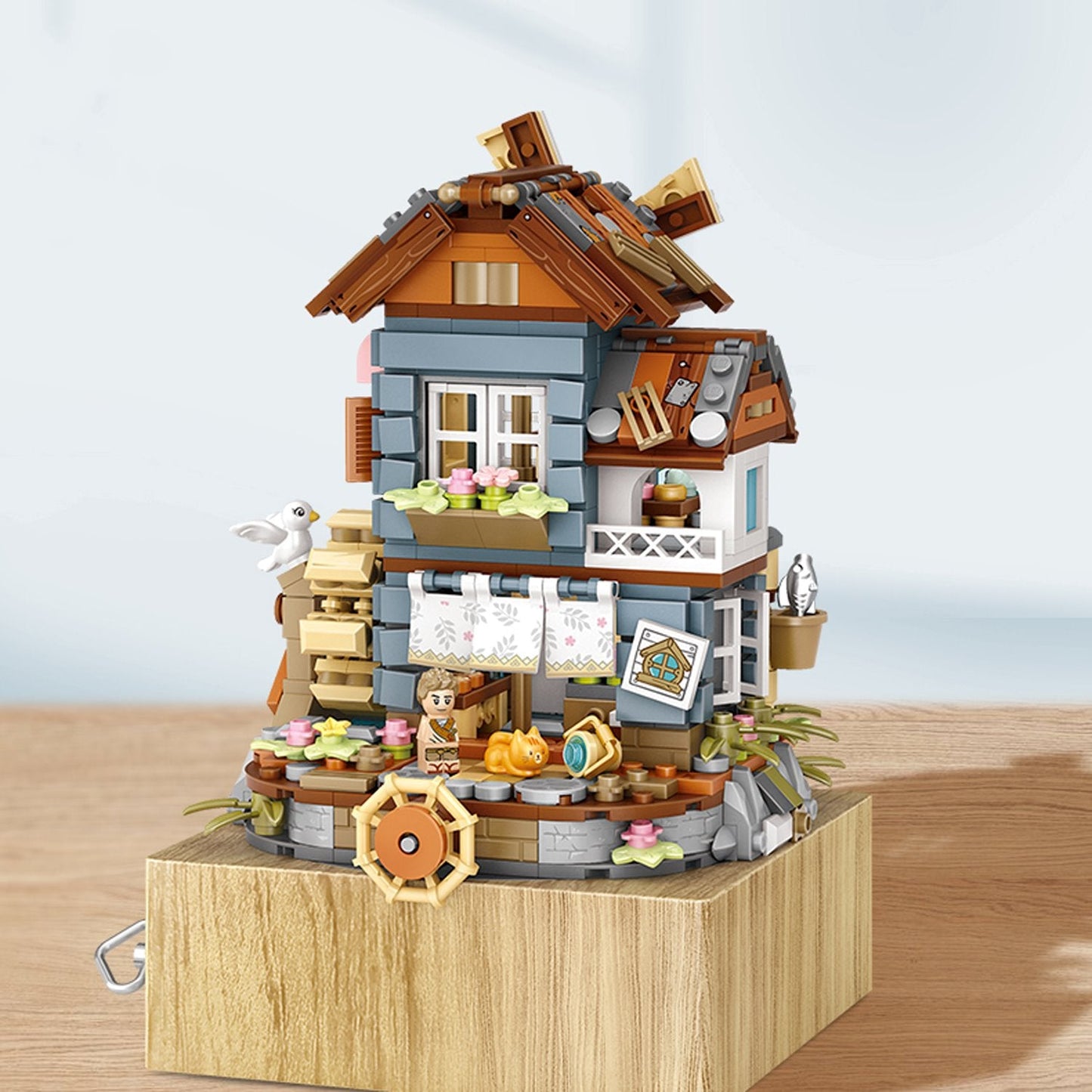 Windmill Country House Music Box Nano Building Blocks