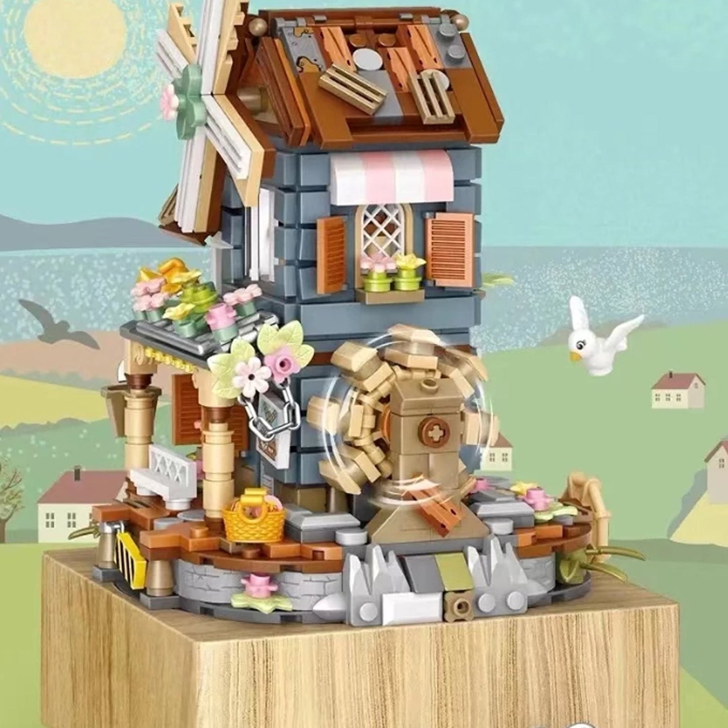 Windmill Country House Music Box Nano Building Blocks