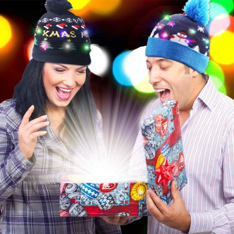 LED Christmas Beanie - Unisex Knitted Beanie for Christmas and New Year