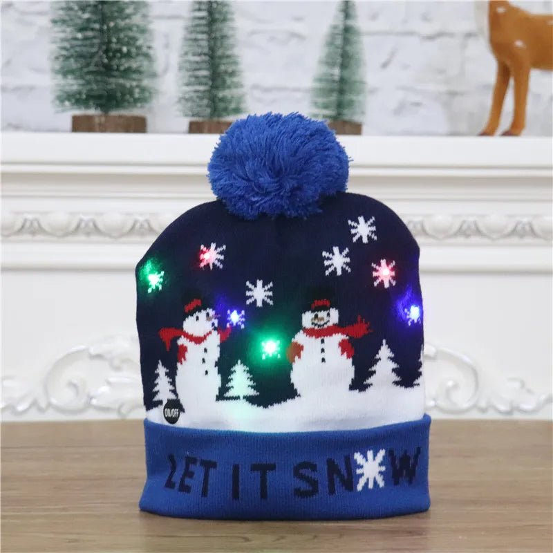 LED Christmas Beanie - Unisex Knitted Beanie for Christmas and New Year