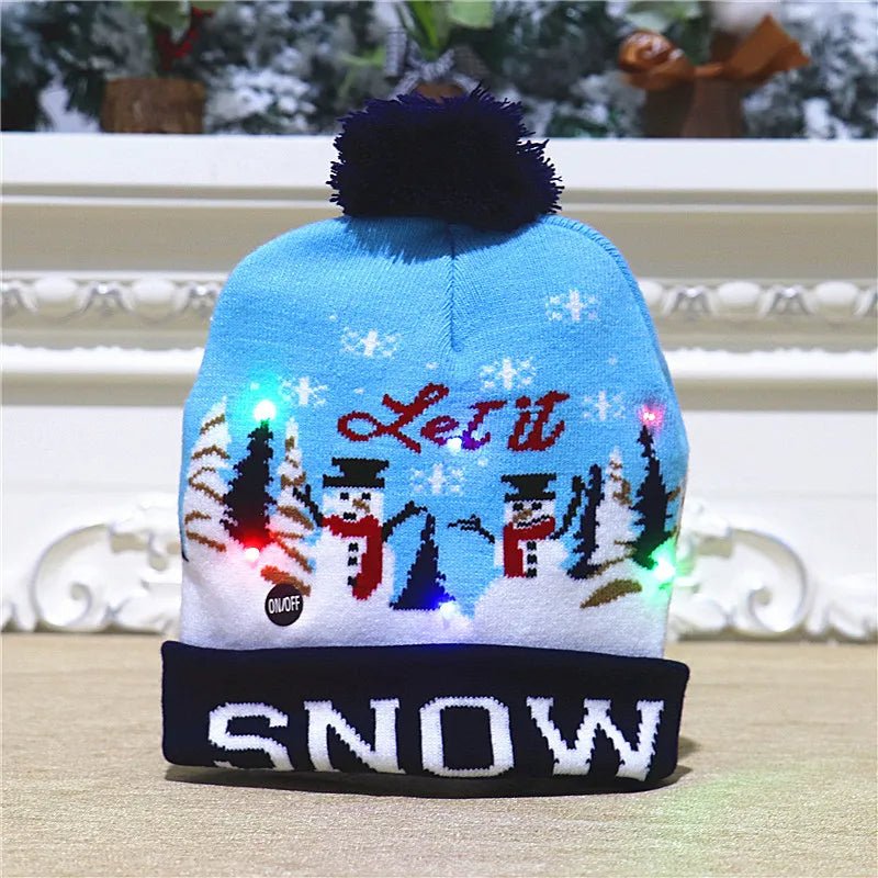 LED Christmas Beanie - Unisex Knitted Beanie for Christmas and New Year