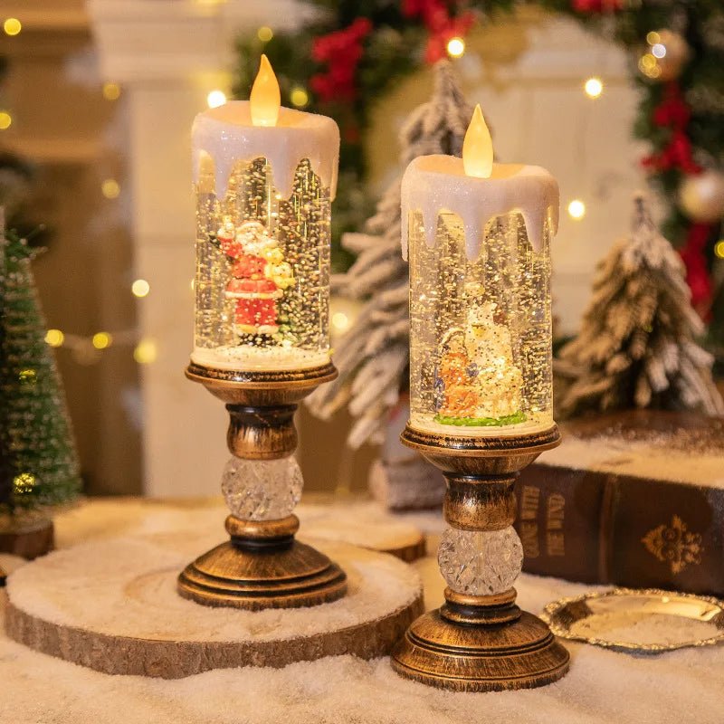 LED Christmas Candle Lights with Dreamy Snowflake Music Box