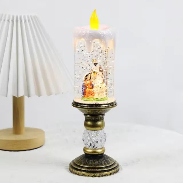 LED Christmas Candle Lights with Dreamy Snowflake Music Box