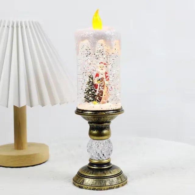 LED Christmas Candle Lights with Dreamy Snowflake Music Box