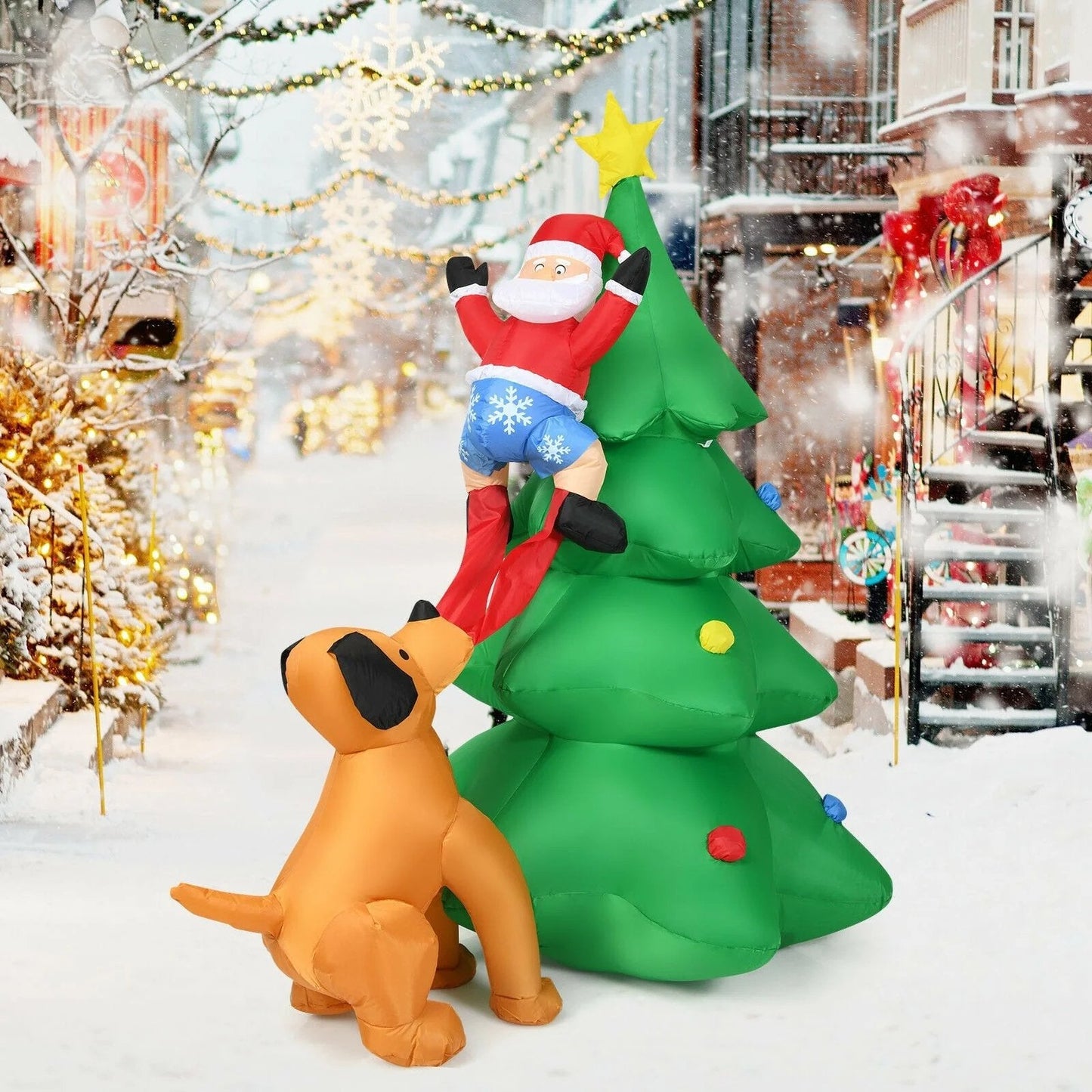 LED Inflatable Christmas Tree with Fan - Inflatable Christmas Decor with LED Light