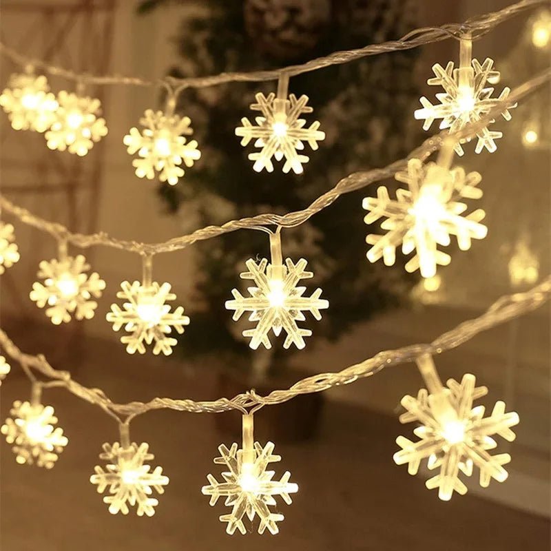 LED Snowflake Lights - String Garland Christmas Lights