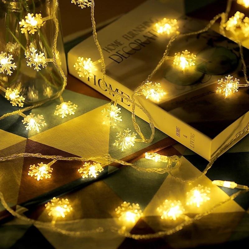 LED Snowflake Lights - String Garland Christmas Lights