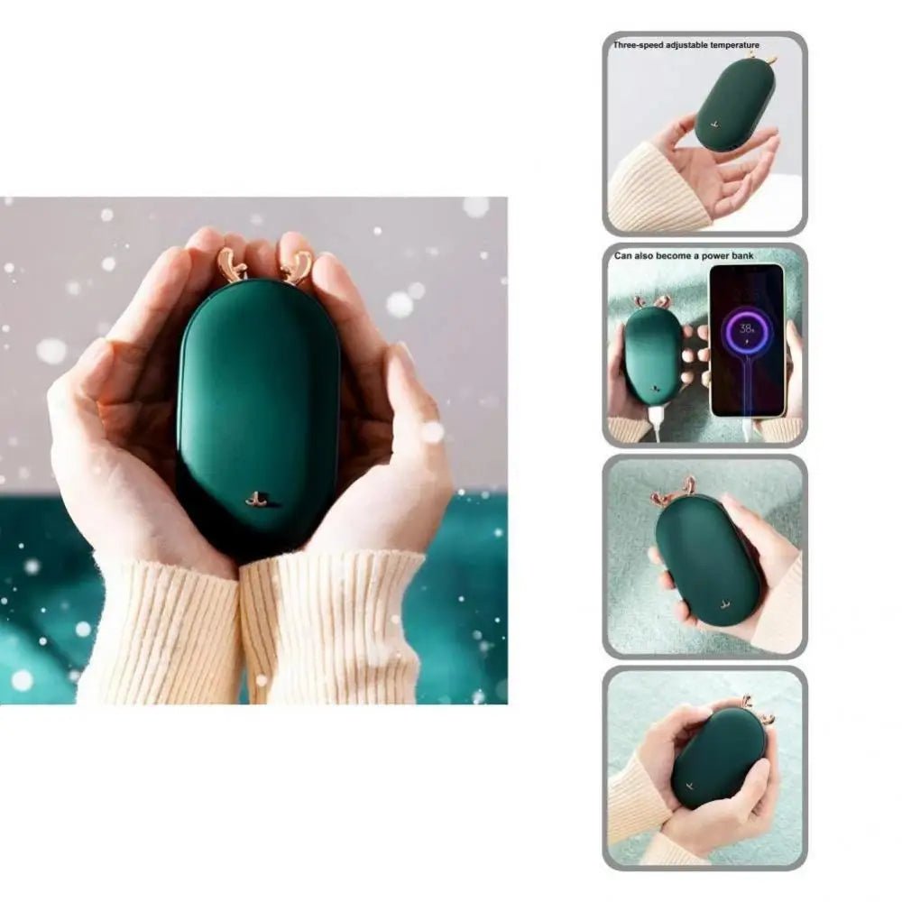 Portable Hand Warmers & Power Bank – 2-in-1 Device with 10,000mAh Battery with Temperature Display, Adjustable Heat, Perfect Christmas Gift