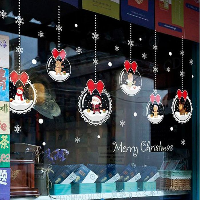 Removable Christmas Glass Stickers - Removable Self Adhesive Wall Stickers