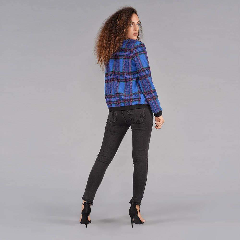 Plaid Print Bomber Jacket