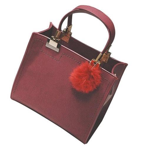 Square Leather Handbag with Tassel
