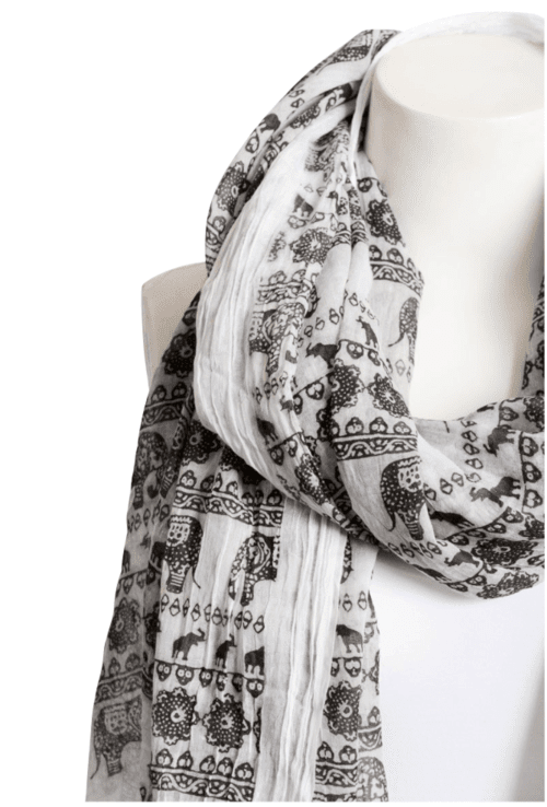 Beautiful Black & White Lightweight Elephant Boho