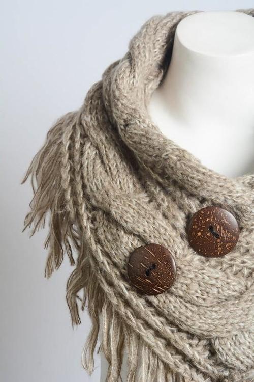 Beautiful Mocha Infinity Scarf w/ Buttons