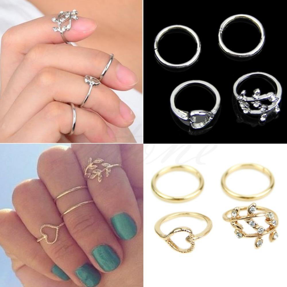 4PCS/Set Rings Urban Gold Plated