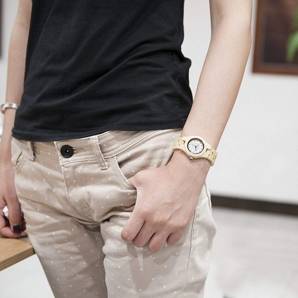 BOBO BIRD Brand 35mm Women bamboo Wristwatches