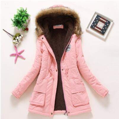 Hooded medium-long casual parka