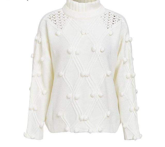 Hollow out knitted Turtleneck sweater