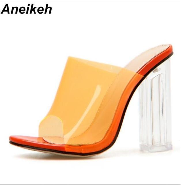 New Women Sandals PVC Jelly Crystal Heel Transparent Women Sexy Clear High Heels Sandals
