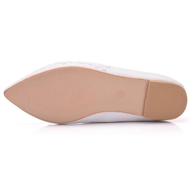 White Lace Wedding Shoes Women Flowers Bride Shoes