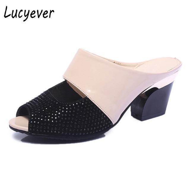 Fashion Women Leather Sandals Sexy Peep Toe Cut Out High Heels