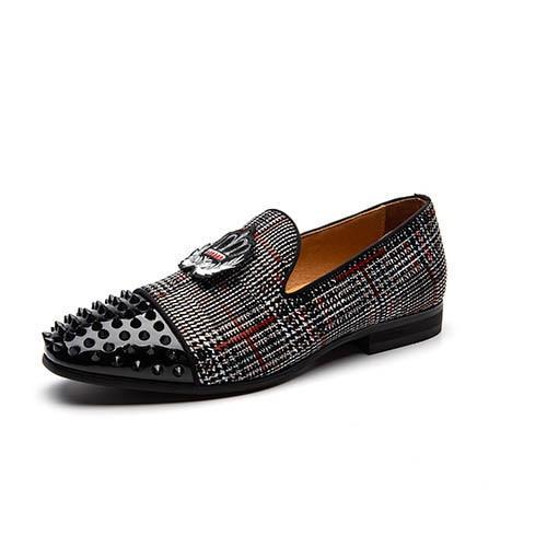 Black Spikes Rhinestones Glitter Men Loafers