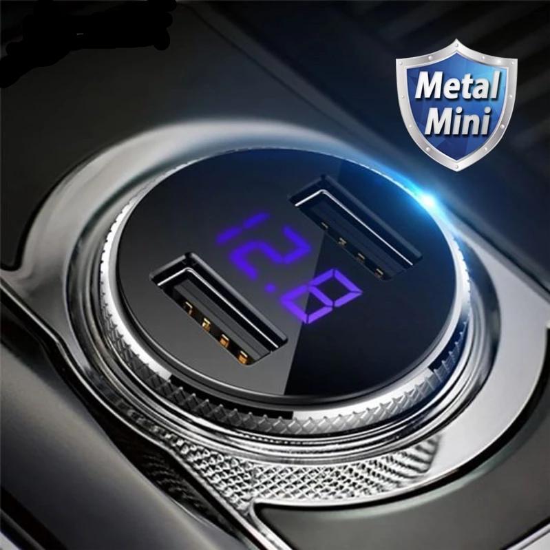 5V 3.4A Metal Dual USB Car Charger Digital Display For iPhone X 8 XS MAX 7 Xiaomi Samsung Fast Charging Voltage Monitoring