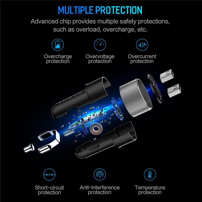 5V 3.4A Metal Dual USB Car Charger Digital Display For iPhone X 8 XS MAX 7 Xiaomi Samsung Fast Charging Voltage Monitoring