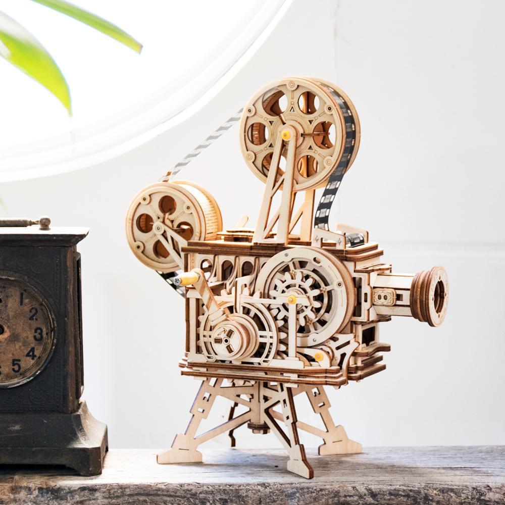 Vintage Diy 3D Hand Crank Film Projector Toy Gift for Children Adult